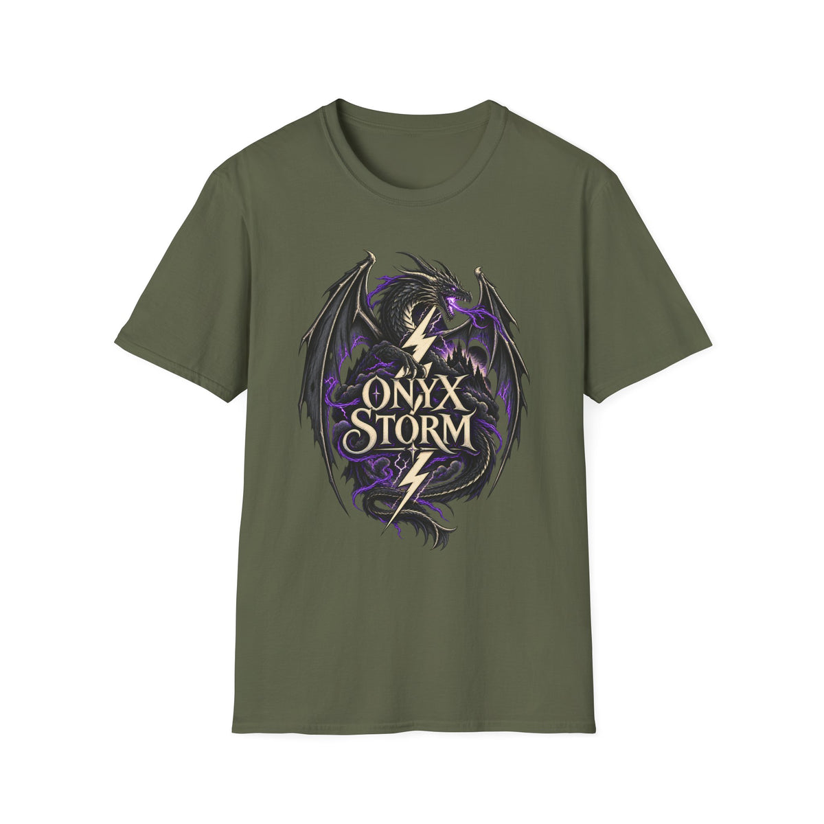 Onyx Storm Dragon T-Shirt | Book Inspired Gothic Lightning Fantasy Tee
