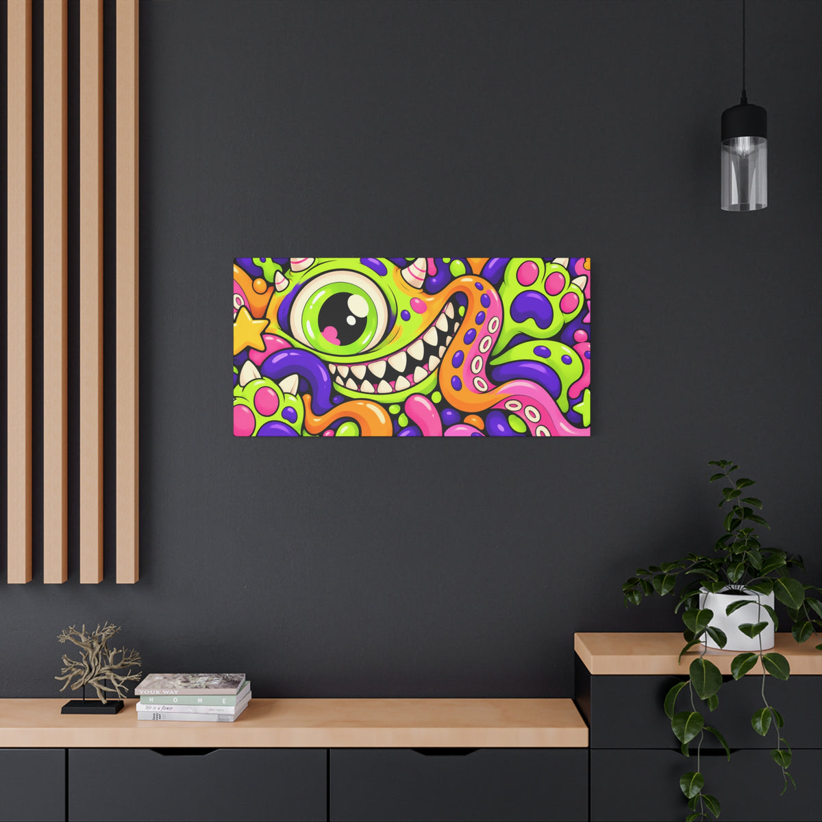 Wall art | Monster Mash: Neon Cartoon Monster Print