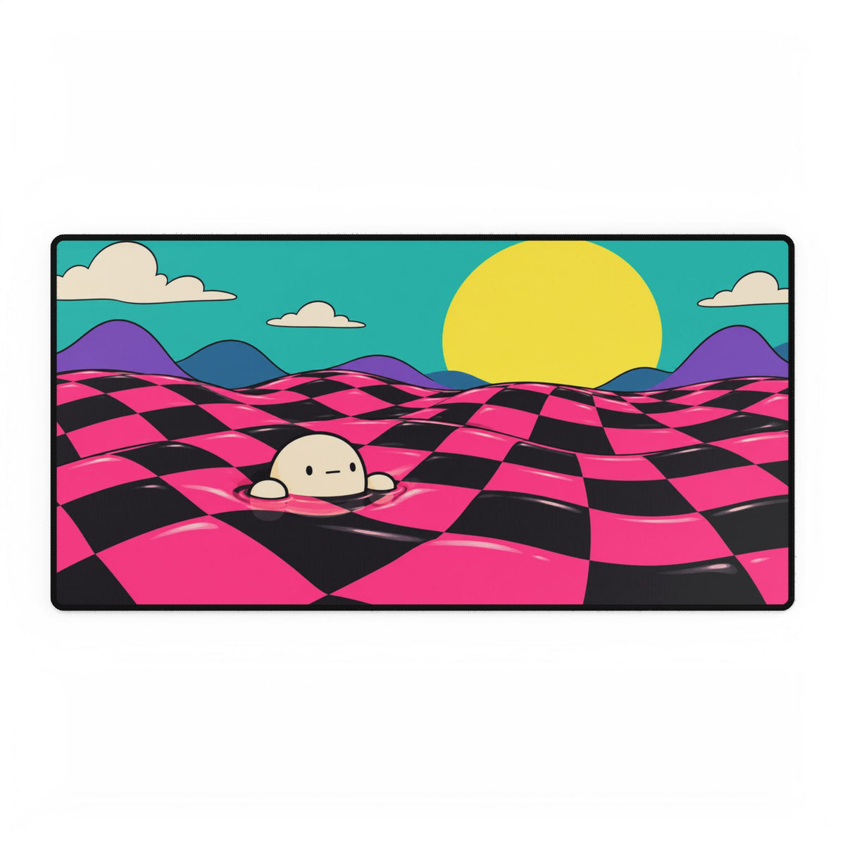 Mouse Mat | Floor is Jelly Checkerboard | Cute Blob Character | Vaporwave Gaming Desk Pad