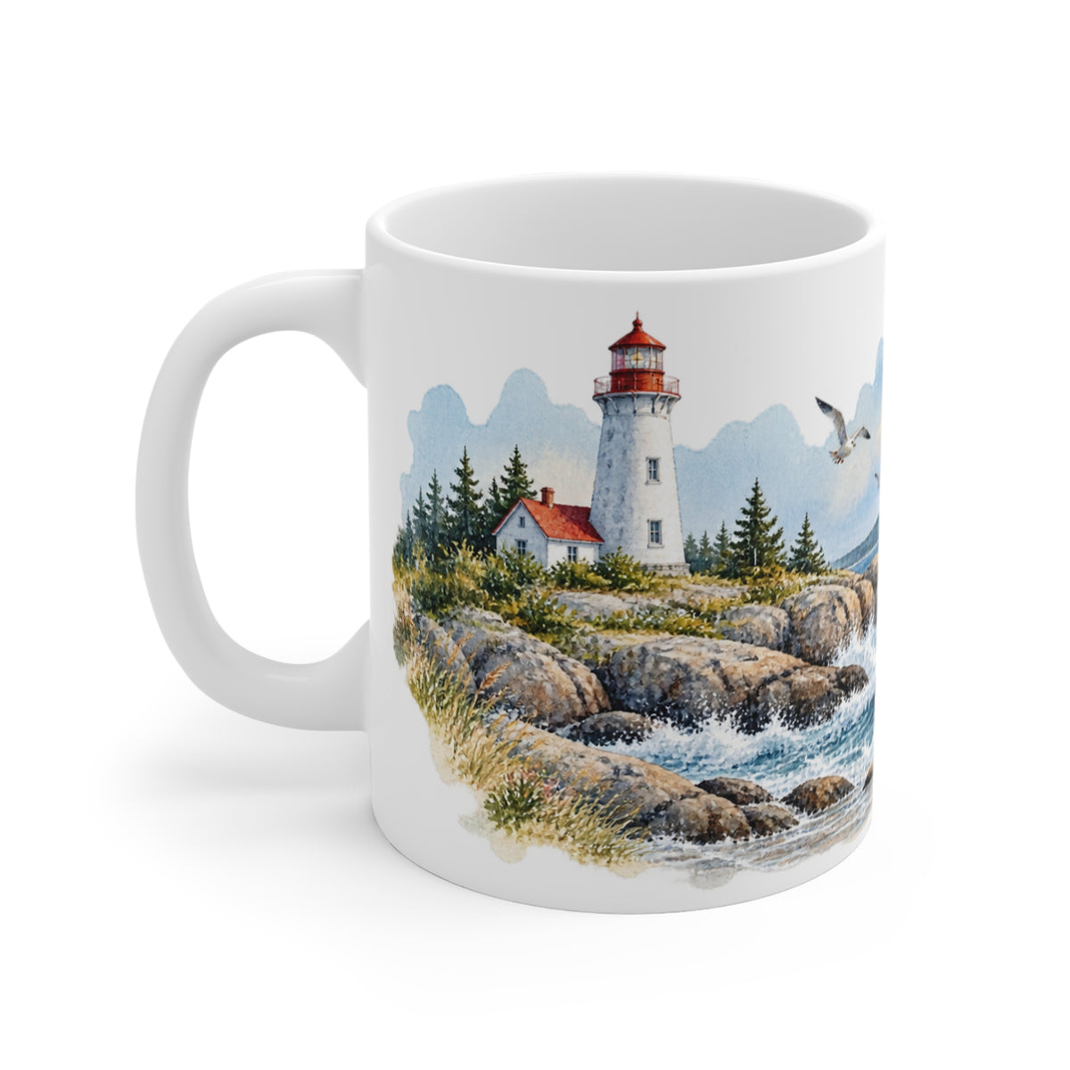 Lighthouse Watercolour Mug | Nautical Coastal Landscape