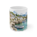 Coastal Cottages Watercolour Mug | Seaside Village Design