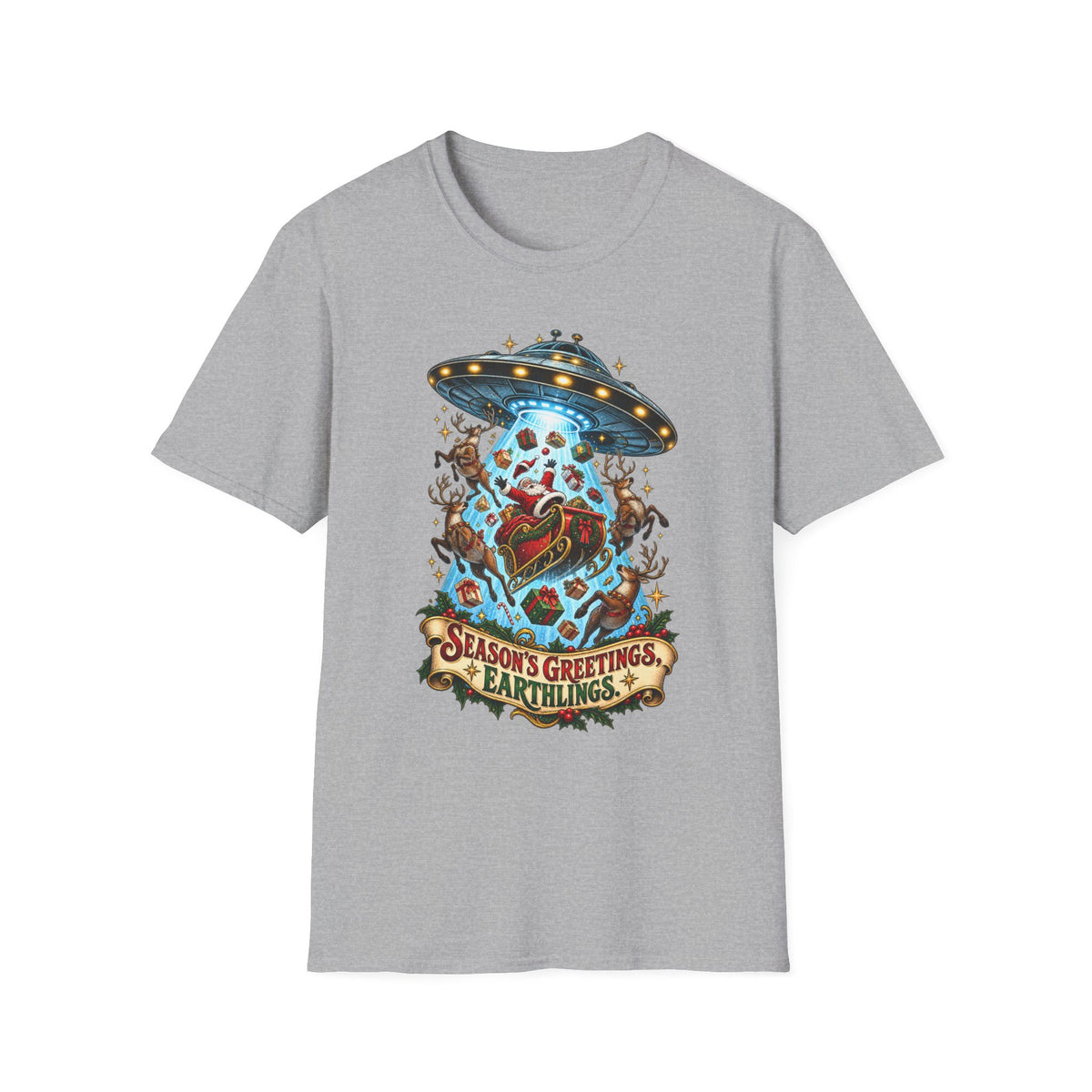 UFO Christmas | Season’s Greetings Earthlings UFO Christmas T-Shirt