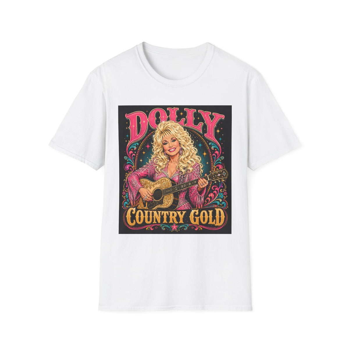 Country Music Graphic T-Shirt — "DOLLY" Retro Guitar Design