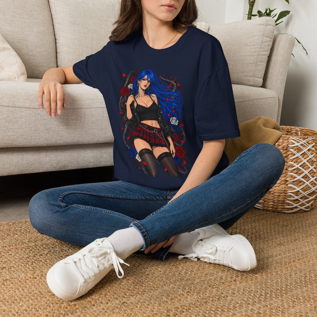 Blue Haired Rock Chick | Japanese Anime Style Pin-up Girl