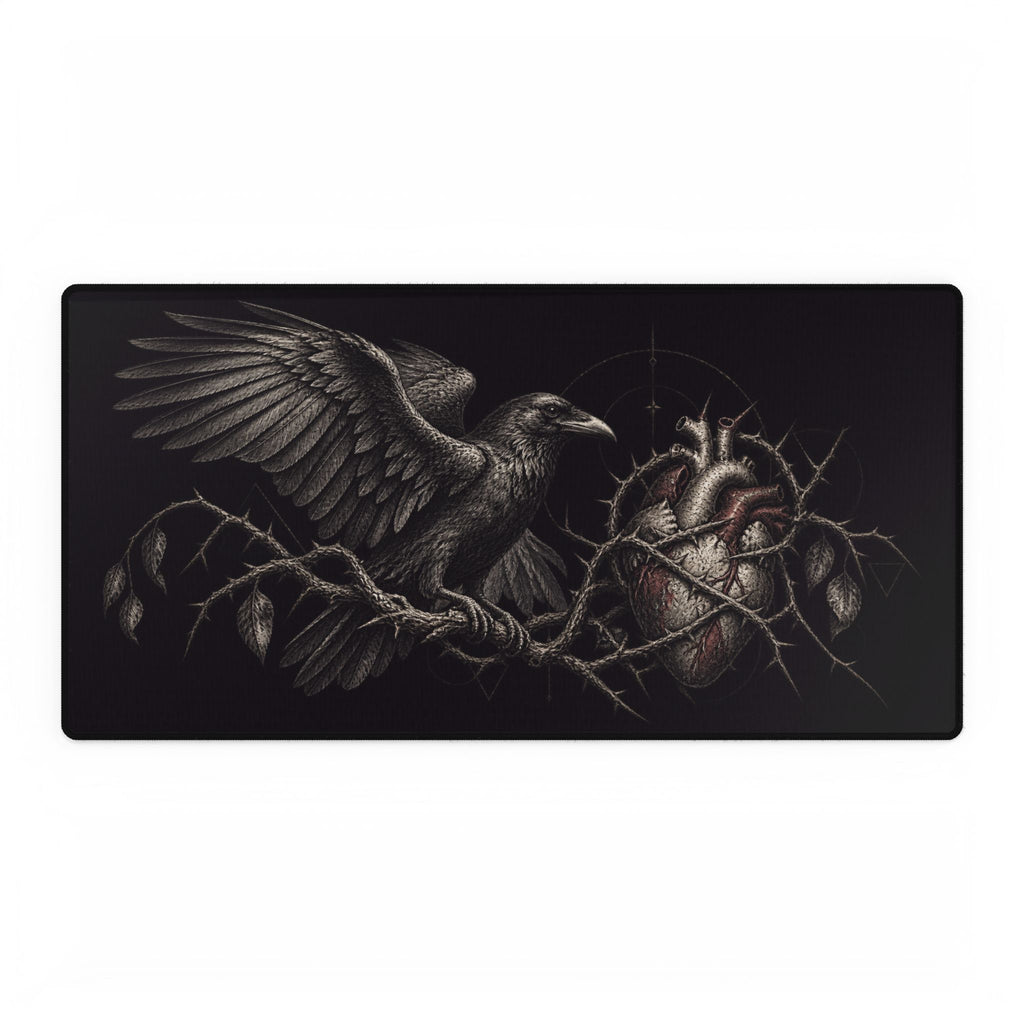 Mouse Mat | Raven & Thorn-Wrapped Heart | Dark Gothic Art Desk Mat