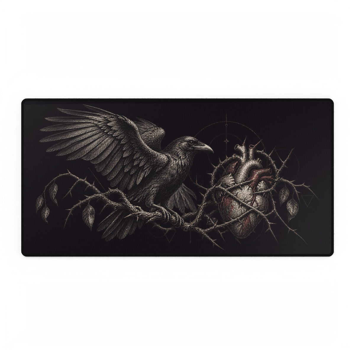Mouse Mat | Raven & Thorn-Wrapped Heart | Dark Gothic Art Desk Mat