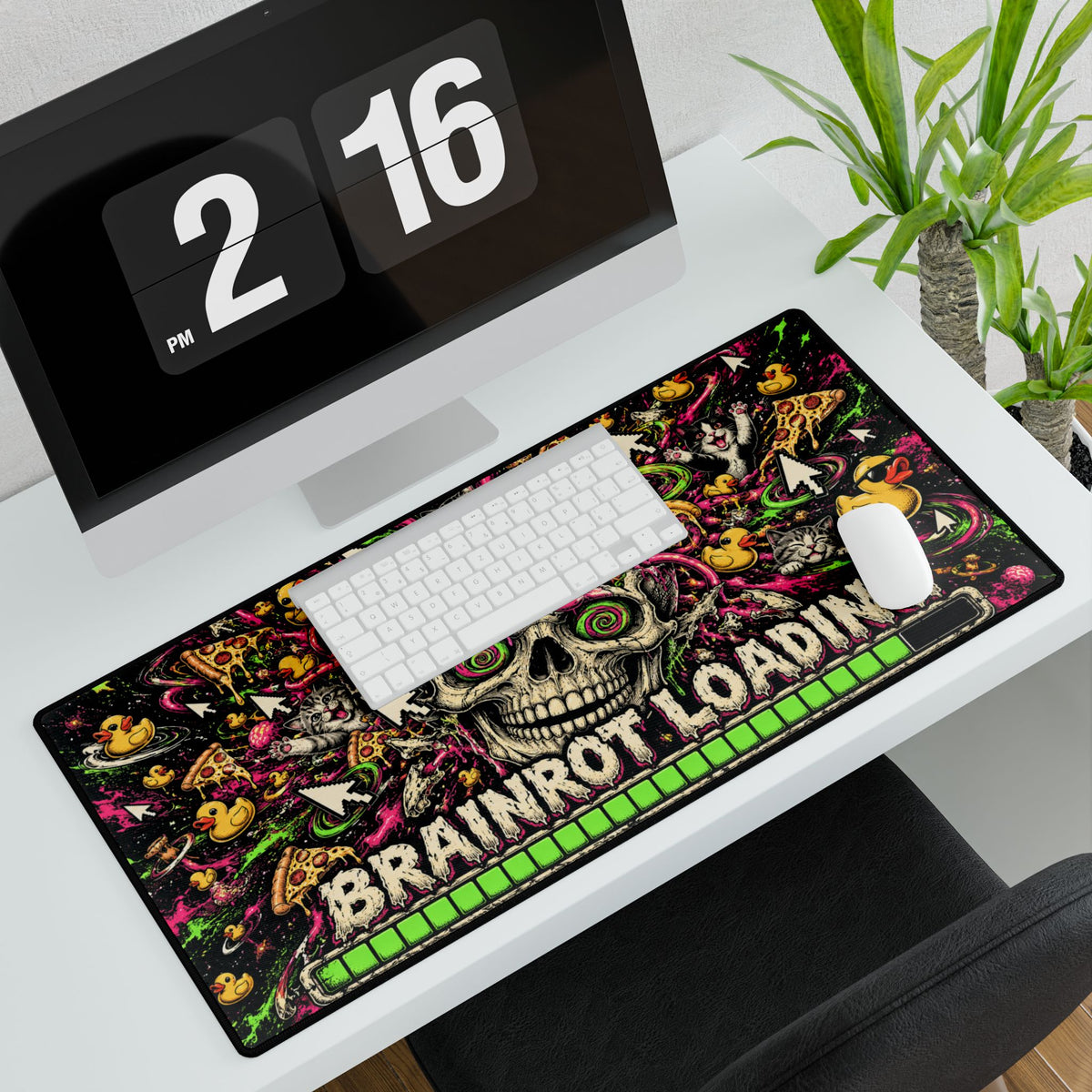 Brainrot Loading | Colourful Skull Gaming Mousepad