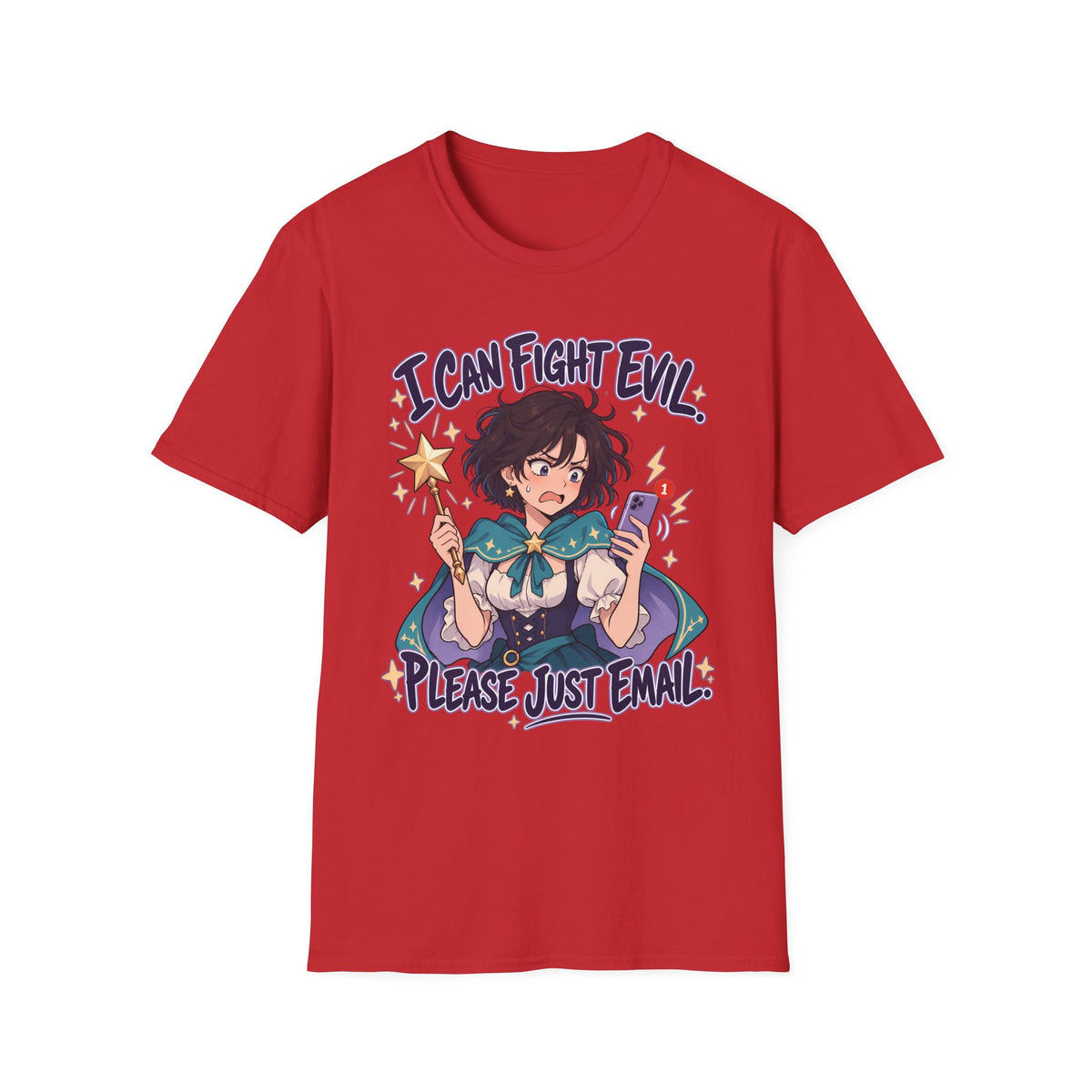 Working Witch | I Can Fight Evil, Please Just Email | Cute Anime T Shirt
