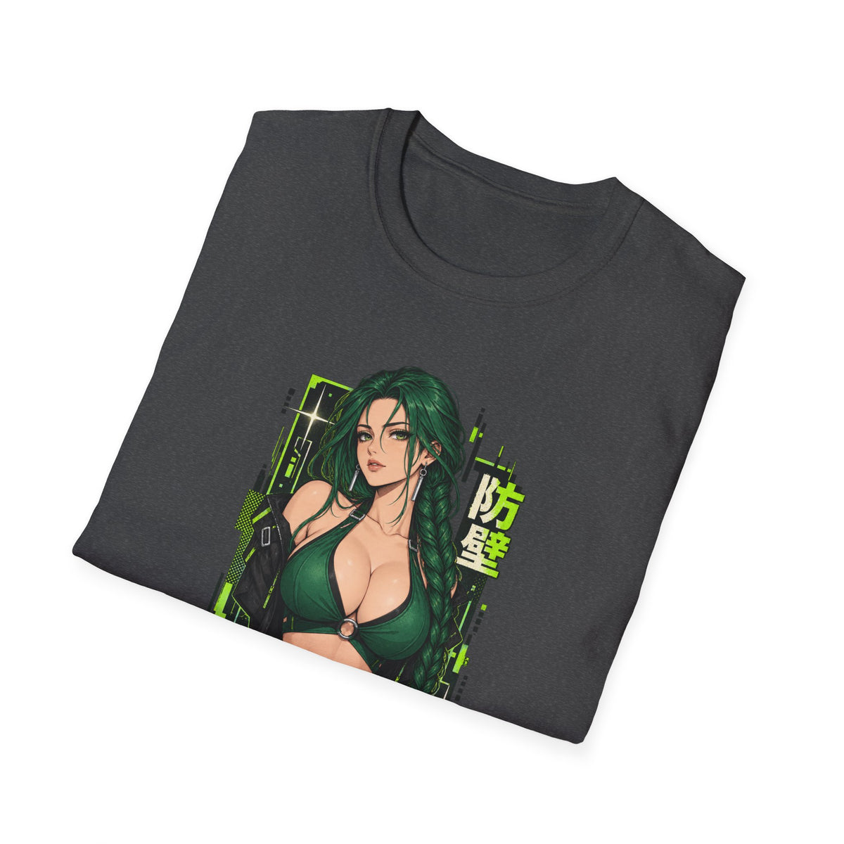 Jade | Anime Green-Haired Sexy Pin Up Girl Warrior Graphic Shirt
