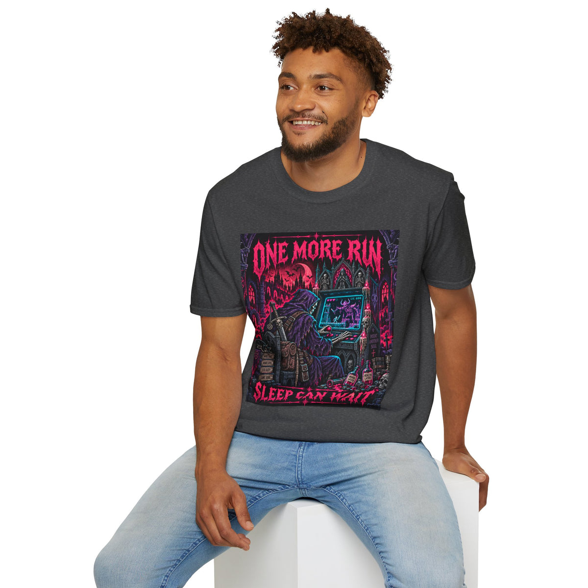 One More Run T‑Shirt — 'Sleep Can Wait' Retro Horror Gaming Tee
