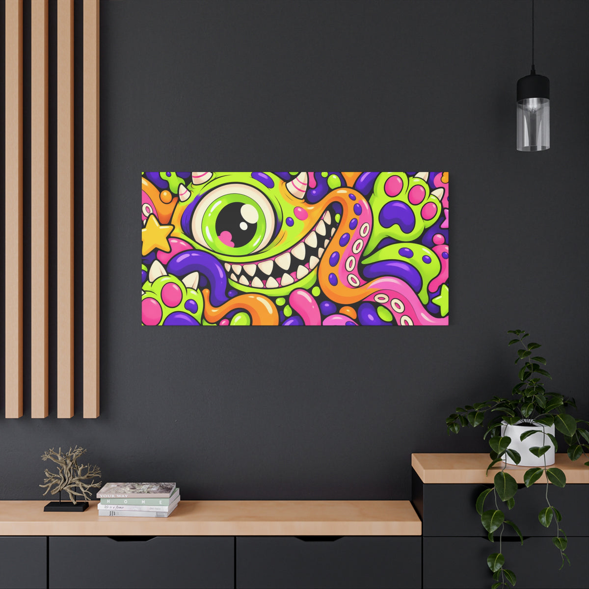Wall art | Monster Mash: Neon Cartoon Monster Print