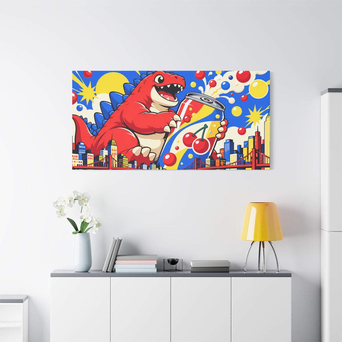 Wall Art | Kaiju Dinosaur | Cherry Soda Monster Pop Art Print