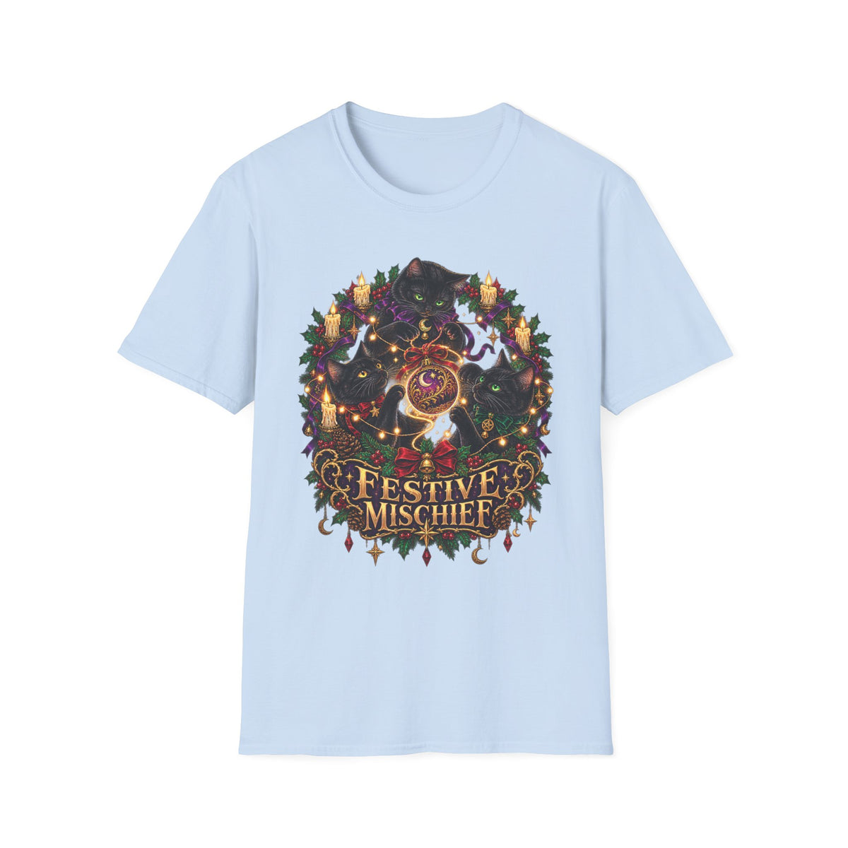 Festive Mischief | Cat Lover Christmas Holiday T-Shirt