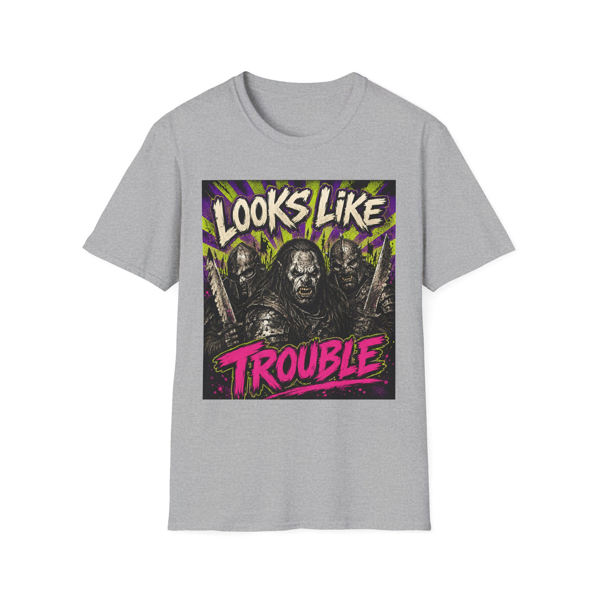 Looks Like Trouble Graphic T-Shirt — Retro Fantasy Orc Design