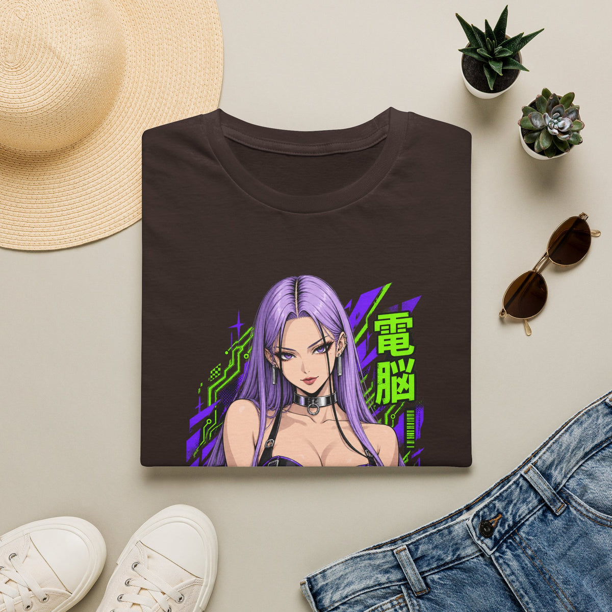 Violet | Anime Cyber Sexy Pin Up Girl T-Shirt