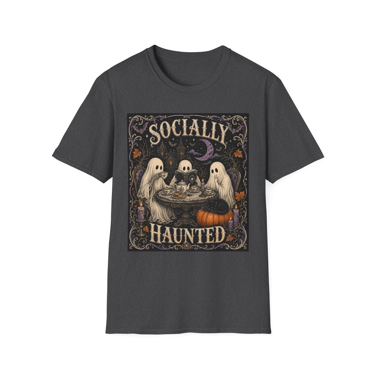 Socially Haunted T-Shirt — Cute Ghost Halloween Graphic Tee