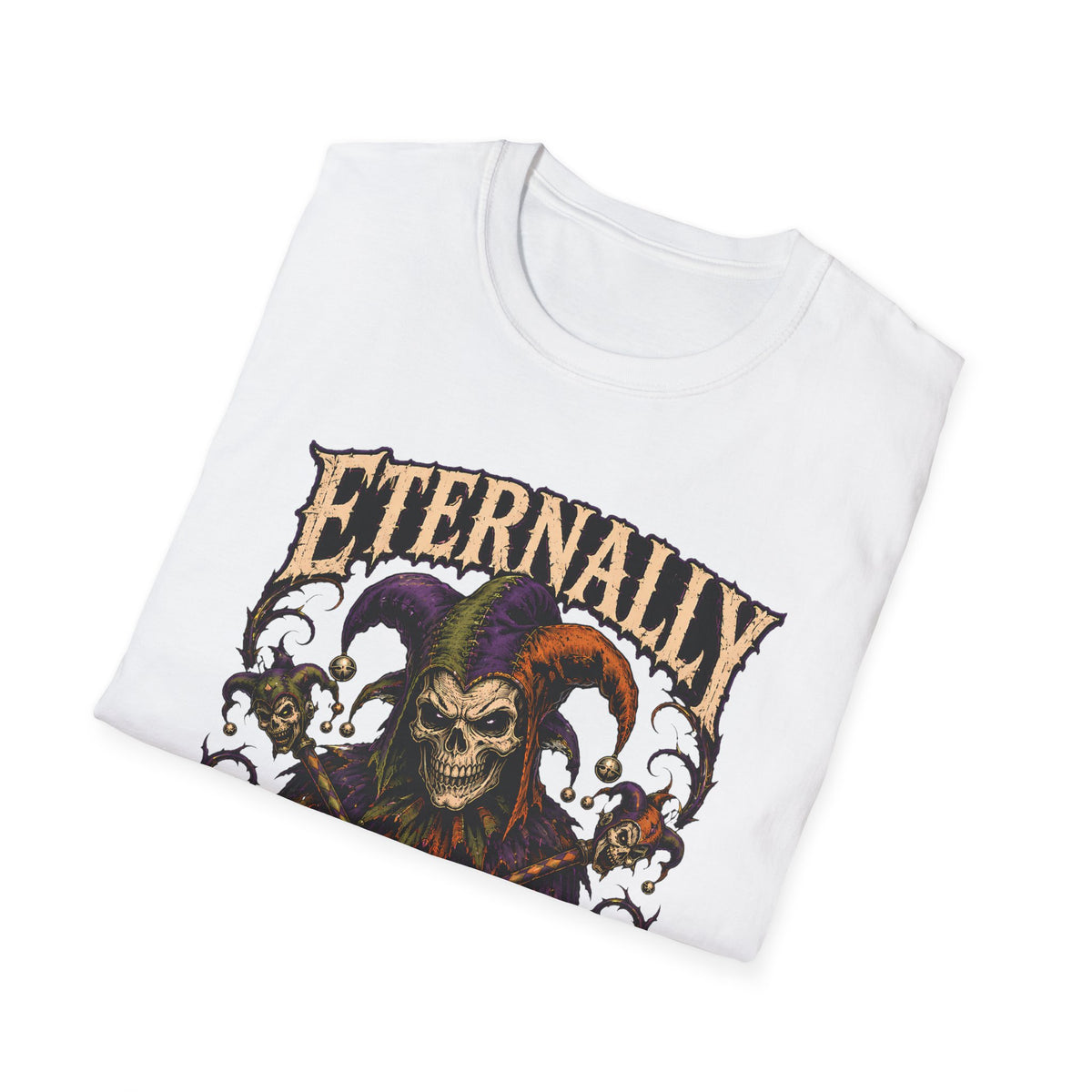 Eternally Unimpressed T-Shirt - Halloween Gothic Jester Skull Graphic Tee