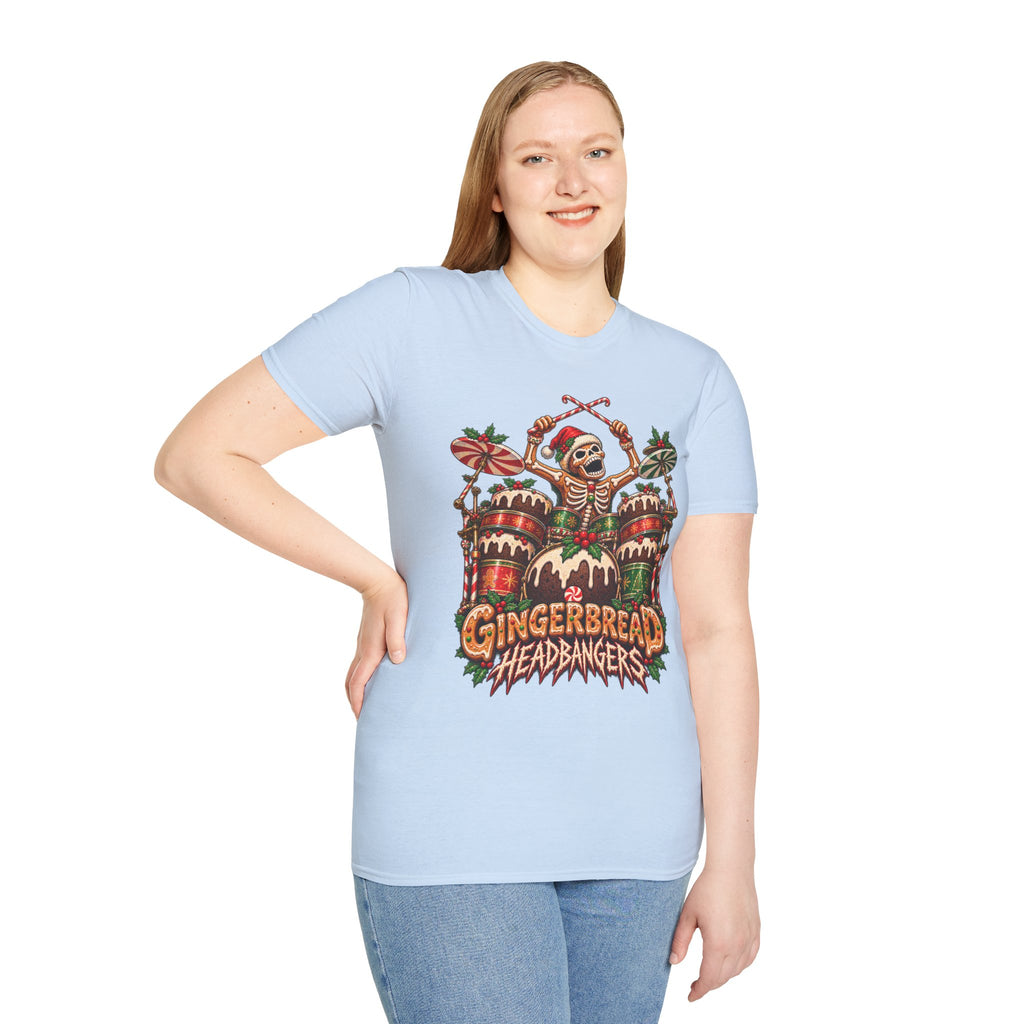 Gingerbread Headbangers | Drummer Christmas T-Shirt