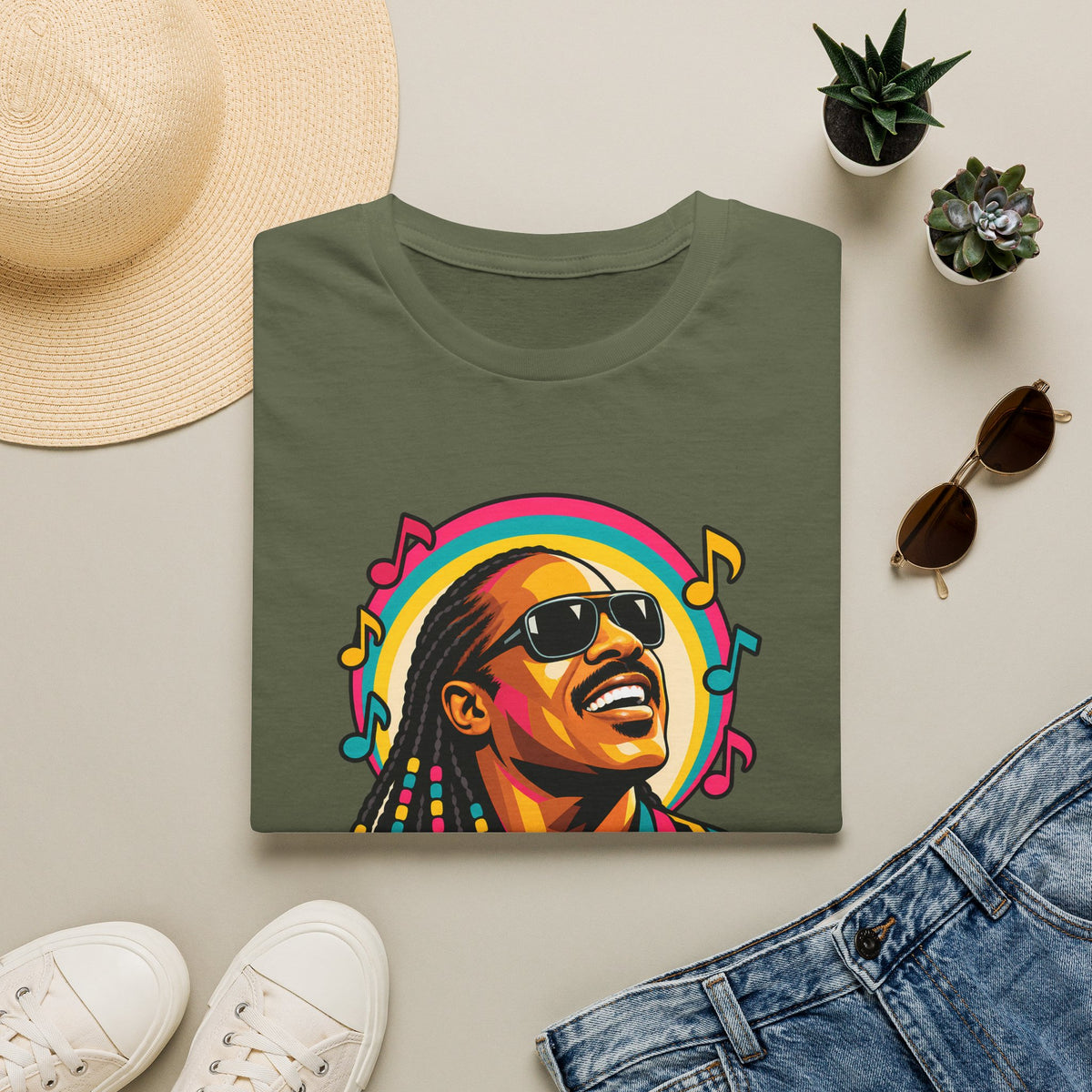Stevie Wonder Life in Colour Music Legend Portrait T-Shirt