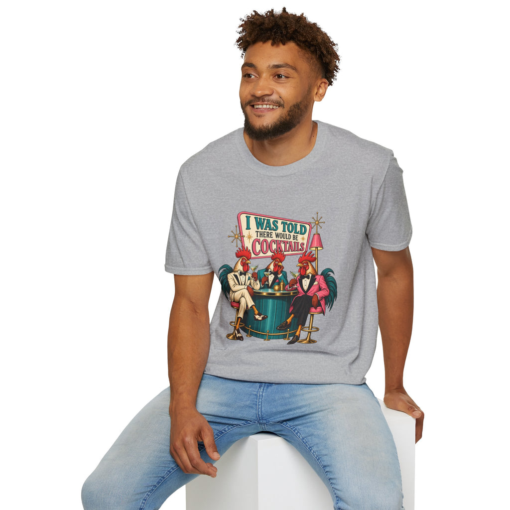 I Was Told There Would Be Cocktails T-Shirt | Retro Flamingo Bar Cocktail Tee