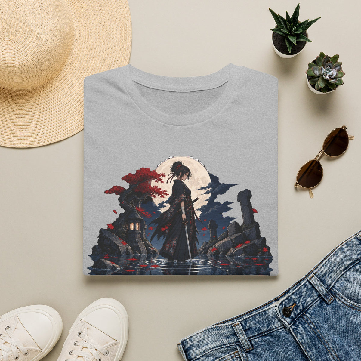 Reflection of a Monster | Moonlit Wolf Spirit T-Shirt | Samurai Silhouette Graphic Tee