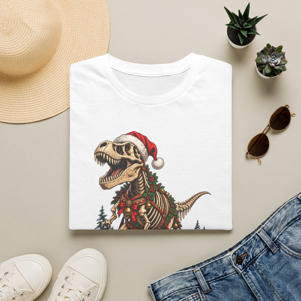 T-Rex Sleigh | Dinosaur Fossil Christmas T‑Shirt