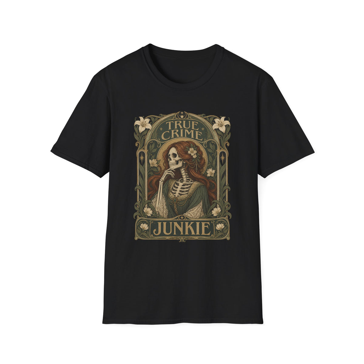 True Crime Junkie | Vintage Gothic Skull Tee