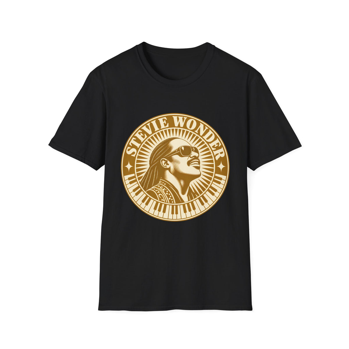 Stevie Wonder Graphic T-Shirt - Vintage Gold Portrait Tee
