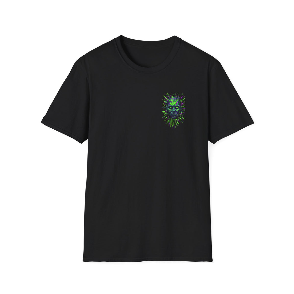 Neon Cyber Skull T-Shirt — Glowing Green Sci‑Fi Graphic Tee