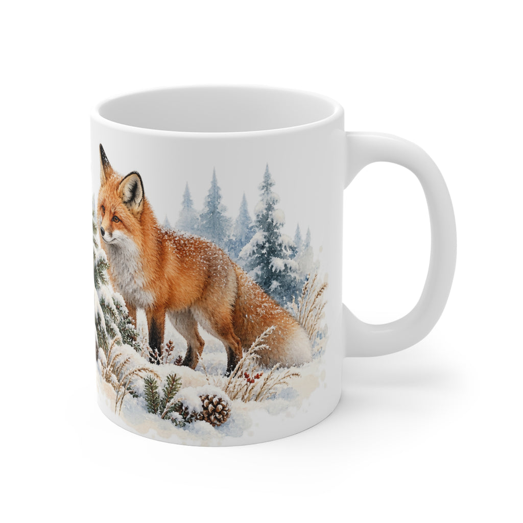 Winter Fox Mug | Snowy Woodland Watercolour | Animal Lover Gift