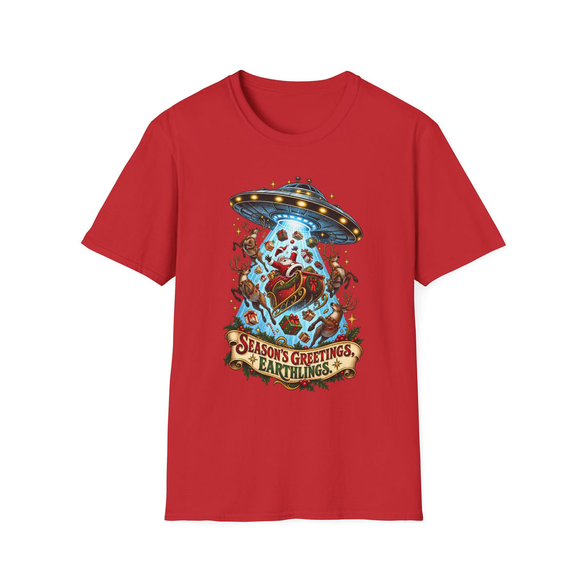 UFO Christmas | Season’s Greetings Earthlings UFO Christmas T-Shirt