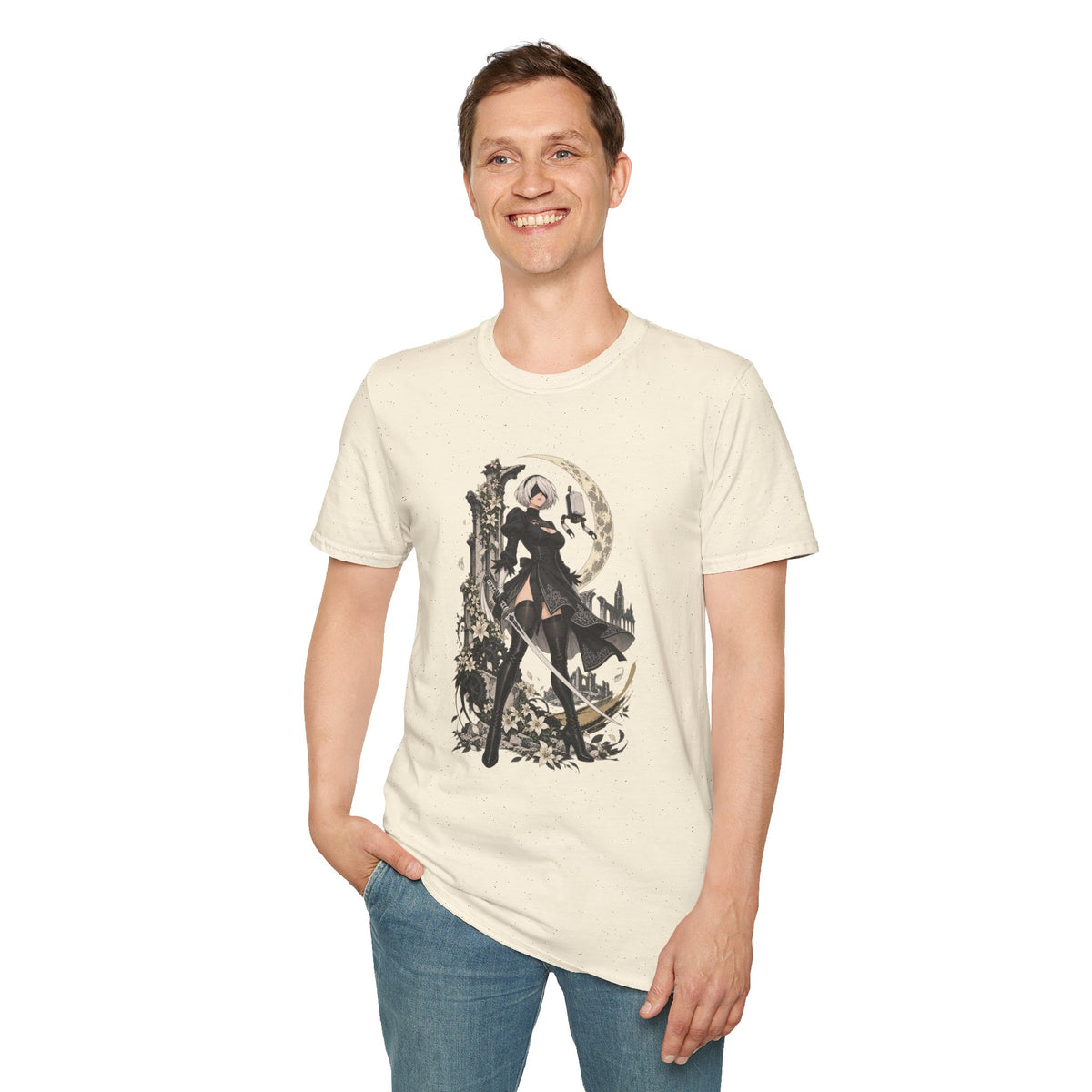 2B | Nie: Automata | Anime Gothic Warrior Moonlight Pin Up T-Shirt