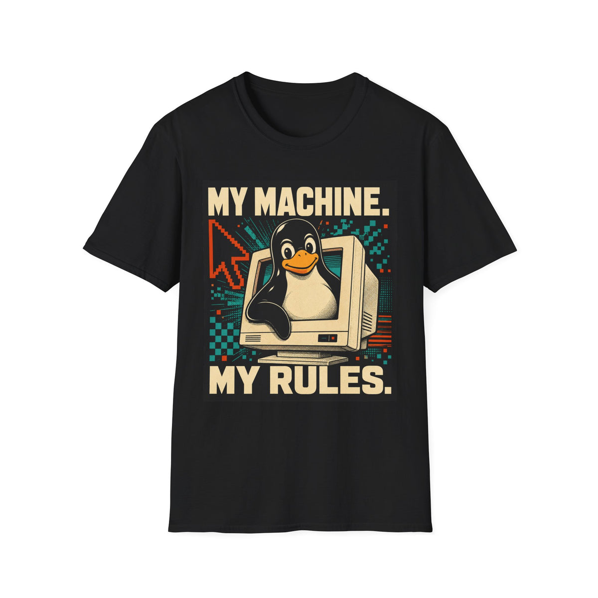 Retro Tux Penguin Tee — "My Machine, My Rules" Vintage Computer T-Shirt