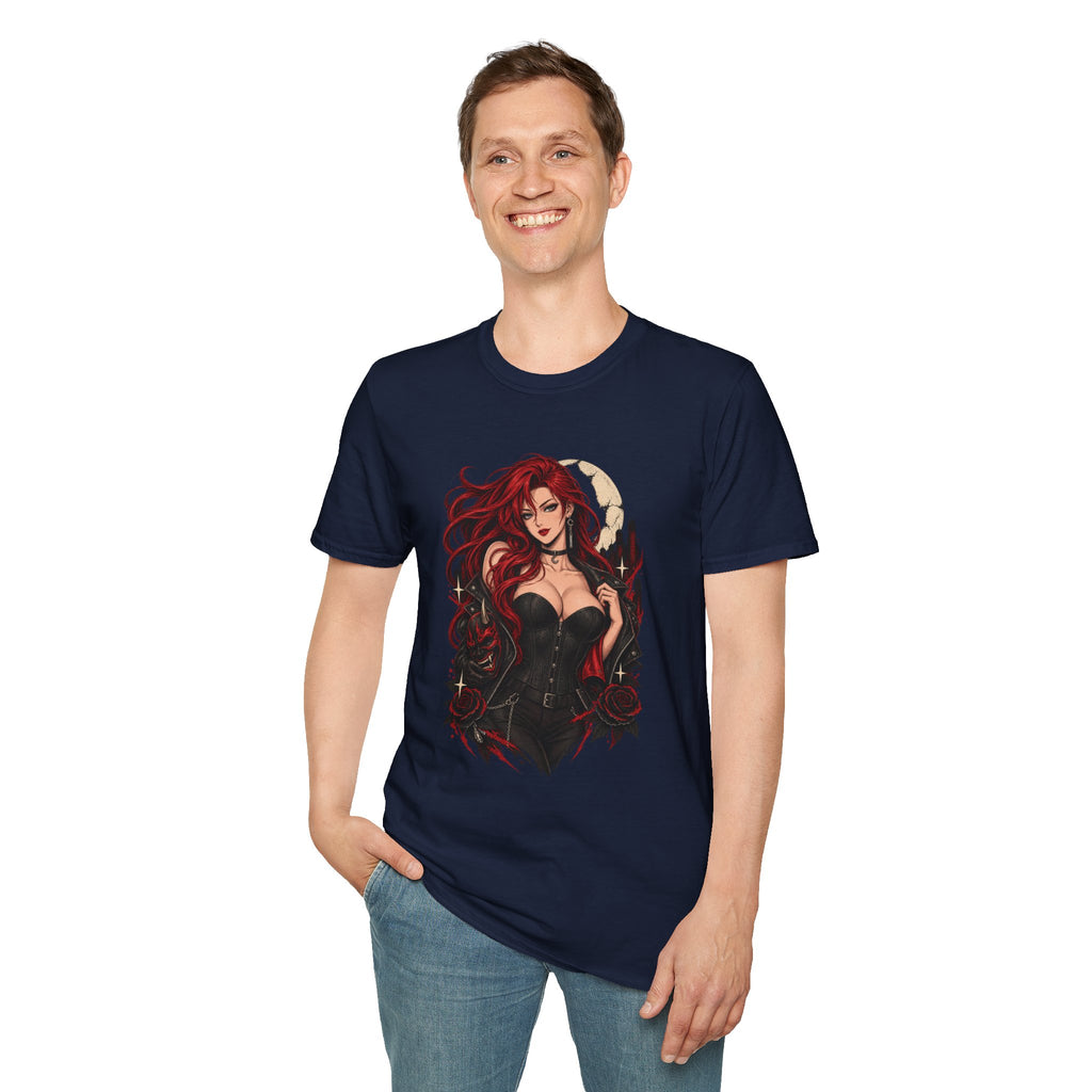 Crimson Dusk | Sexy Gothic Hannya Mask Pin up Woman T-Shirt
