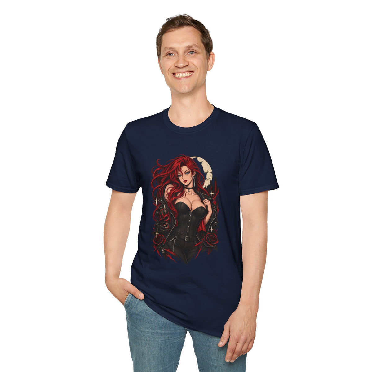 Crimson Dusk | Sexy Gothic Hannya Mask Pin up Woman T-Shirt