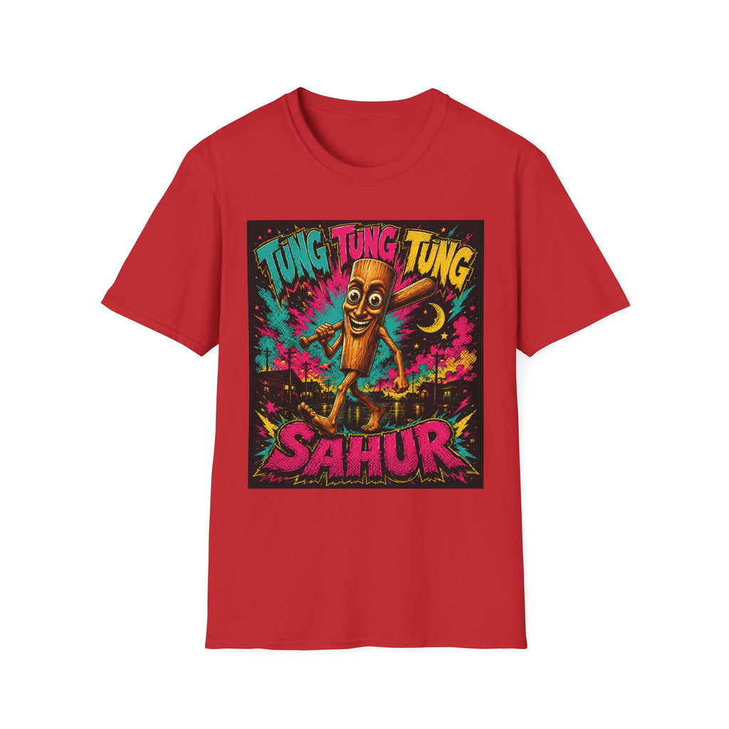T-Shirt — Colorful 'Tung Tung Tung' Cartoon Log Design (Sahur)