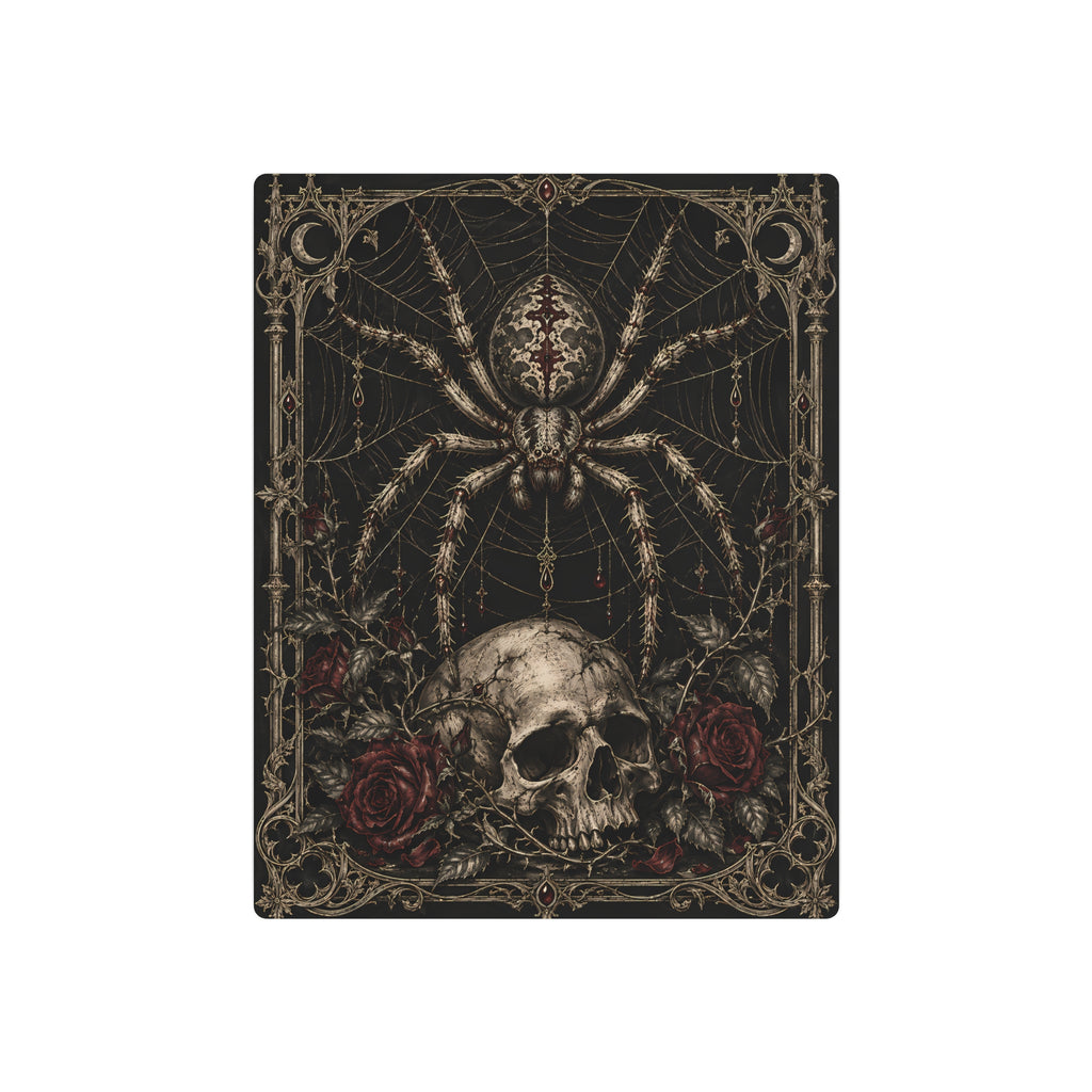 Metal Art Sign | Gothic Spider & Skull | Occult Wall Art