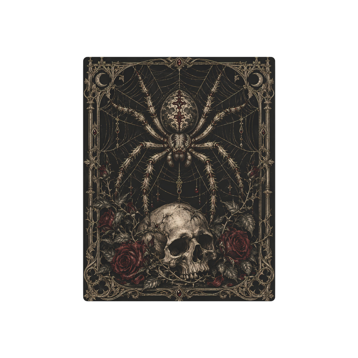 Metal Art Sign | Gothic Spider & Skull | Occult Wall Art