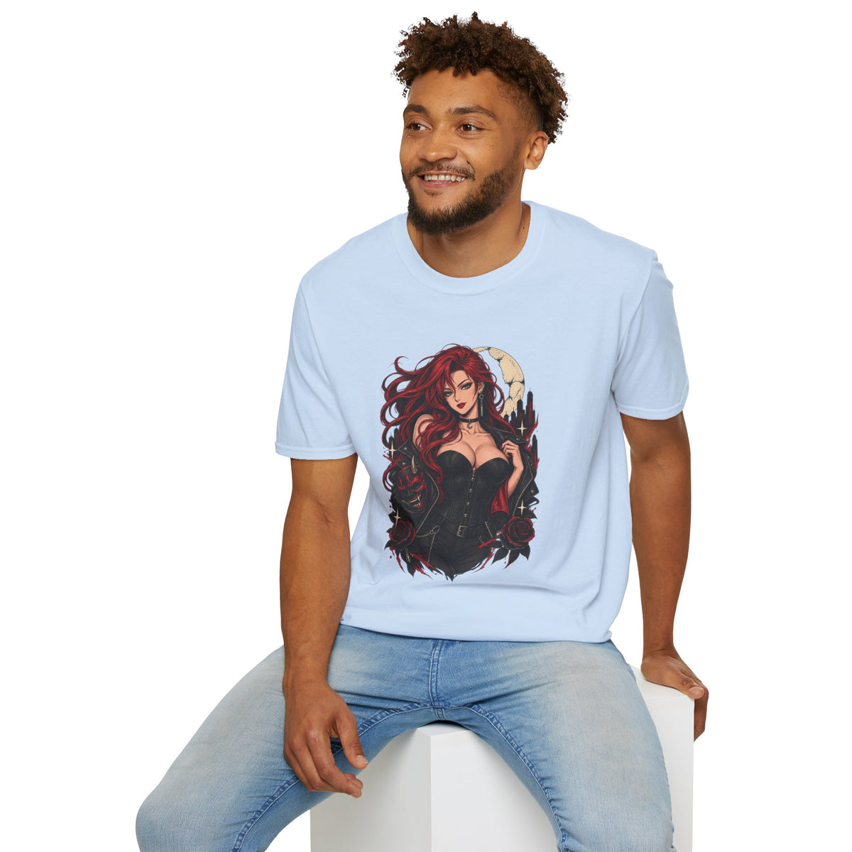 Crimson Dusk | Sexy Gothic Hannya Mask Pin up Woman T-Shirt