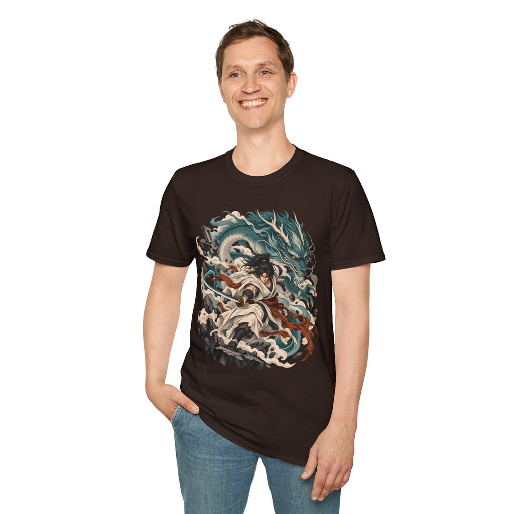 Mythic Dragon Warrior | Japanese Samurai and Serpent T Shirt