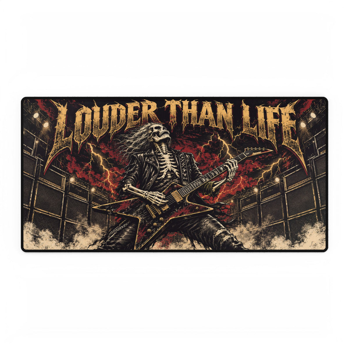 Mouse Pad | Louder Than Life | Skeleton Guitarist Desk Mat