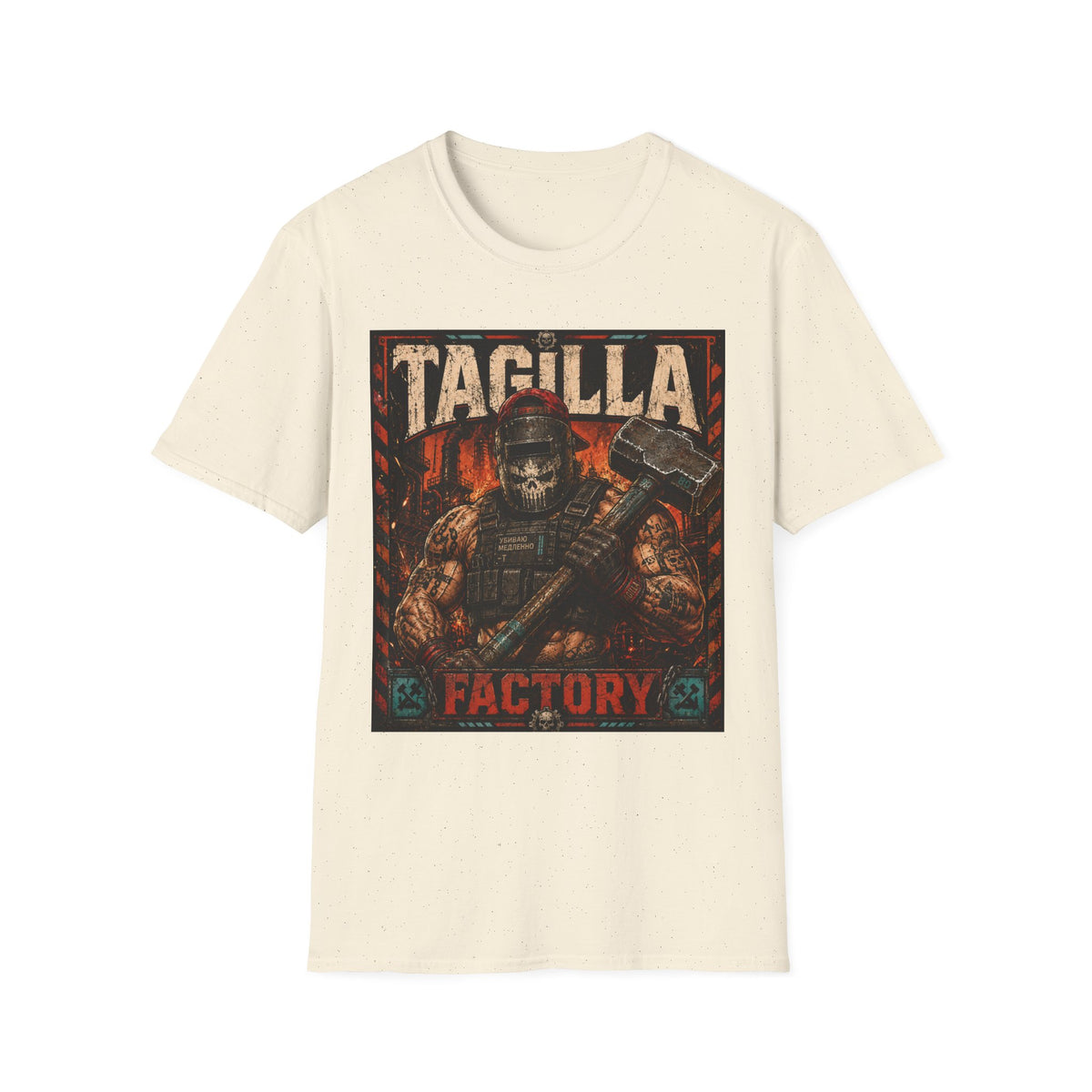 Tagilla Factory T-Shirt — Vintage Industrial Skull & Sledgehammer Graphic