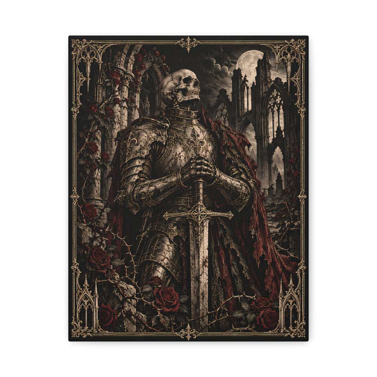 Canvas | Gothic Skeletal Knight | Occult Wall Art
