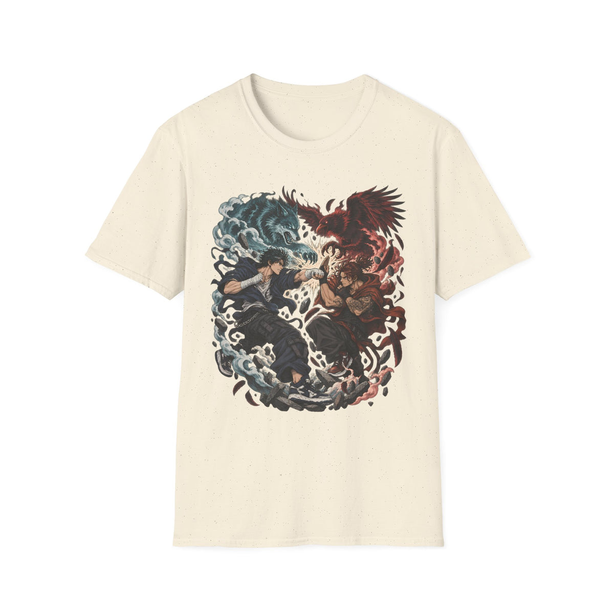 Yin Yang | Wolf Demon vs Phoenix | Japanese Anime Ninja T Shirt