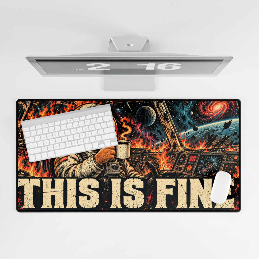 This Is Fine Astronaut Dog | Large Gaming/Office Mouse Pad