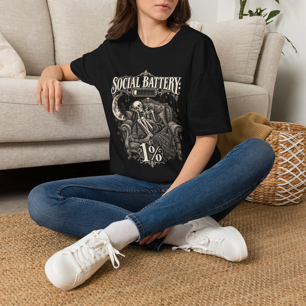 Social Battery 1% | Funny Introvert Skeleton Design