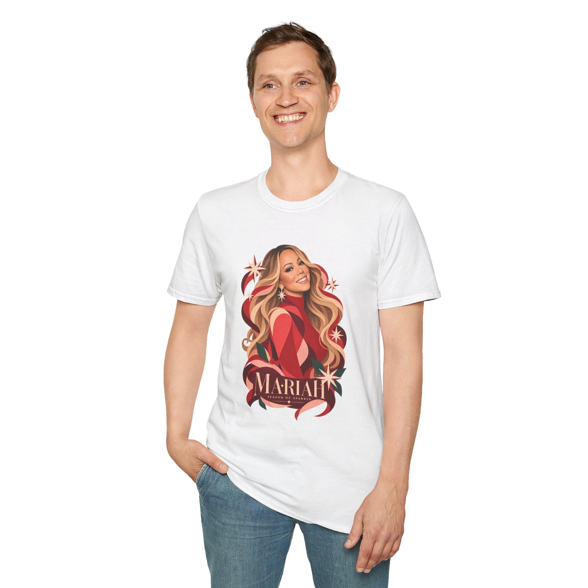 Mariah Carey | Holiday Diva Graphic Tee | Retro Red Star Portrait