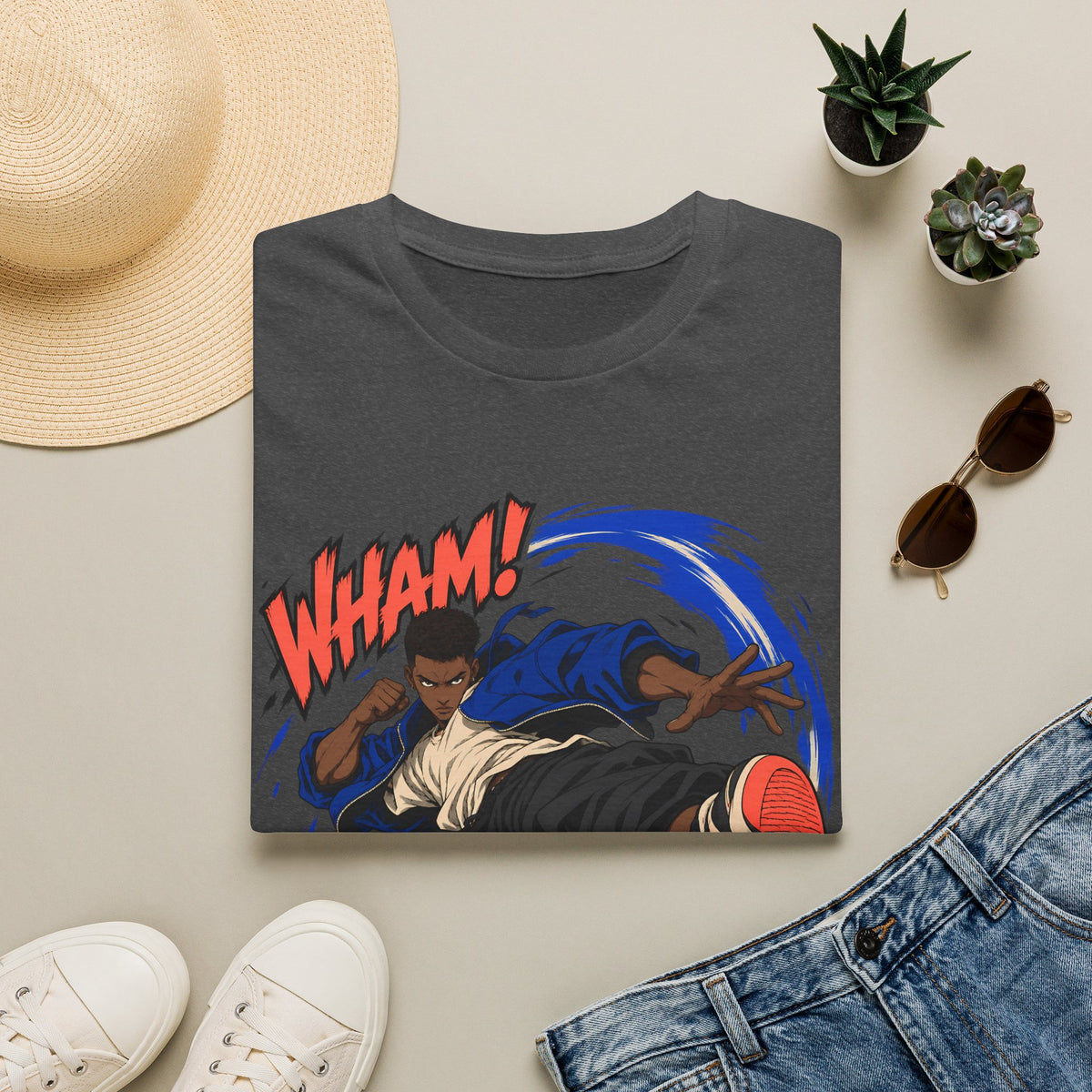 WHAM! | Anime Cartoon Ninja Kick Graphic T Shirt