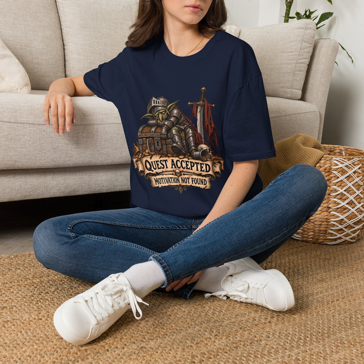 Quest Accepted T‑Shirt | Fantasy Gamer Tee (Motivation Not Found)