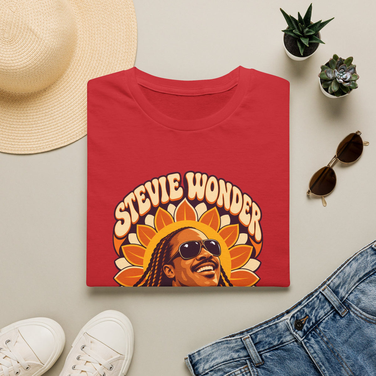 Retro Sunburst Stevie Wonder Music Icon T-Shirt